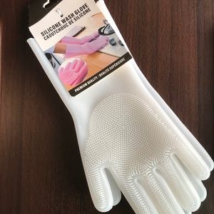 Silicone Dishwashing Non-Slip Gloves 1-pair(WHITE)